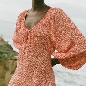 NWT DÔEN Ortensia Dress | Orange Hillside Bloom | XS